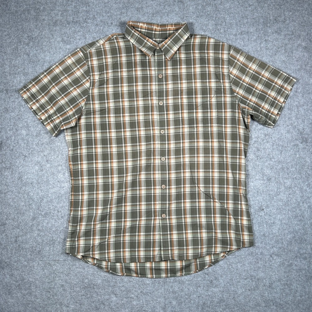 G.H. Bass & Co Shirt Mens XL Green Plaid Button Up Short Sleeve Casual Outdoors